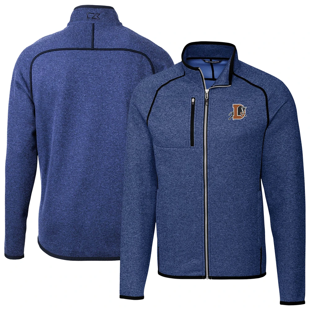 Men's Cutter & Buck Heather Durham Bulls Mainsail Sweater-Knit Full-Zip Jacket