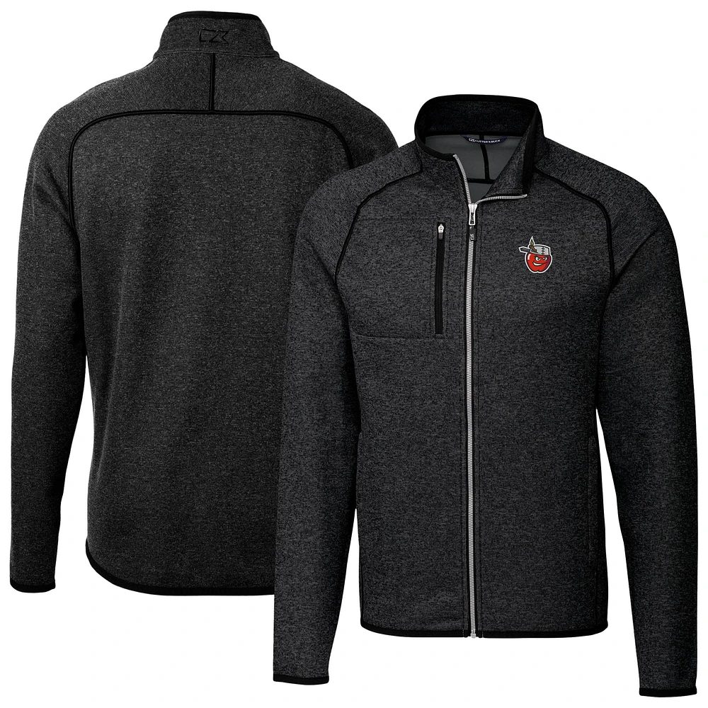 Men's Cutter & Buck Heather Charcoal Fort Wayne TinCaps Mainsail Sweater-Knit Full-Zip Jacket