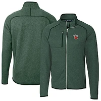 Men's Cutter & Buck Heather Green Fort Wayne TinCaps Mainsail Sweater-Knit Full-Zip Jacket