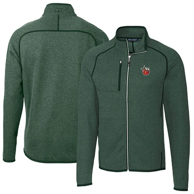 Men's Cutter & Buck Heather Green Fort Wayne TinCaps Mainsail Sweater-Knit Full-Zip Jacket