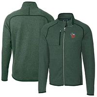 Men's Cutter & Buck Heather Green Fort Wayne TinCaps Mainsail Sweater-Knit Full-Zip Jacket