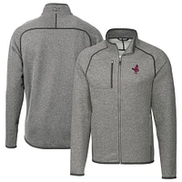 Men's Cutter & Buck Heather Gray Memphis Redbirds Mainsail Sweater-Knit Full-Zip Jacket