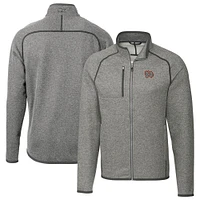 Men's Cutter & Buck Heather Gray Norfolk Tides Mainsail Sweater-Knit Full-Zip Jacket