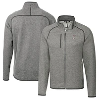 Men's Cutter & Buck Heather Gray Albuquerque Isotopes Mainsail Sweater-Knit Full-Zip Jacket