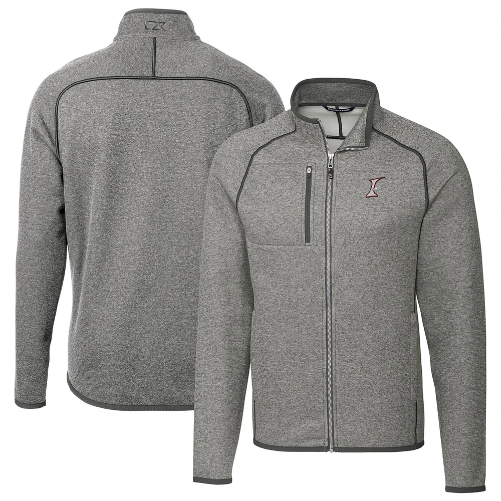 Men's Cutter & Buck Heather Gray Albuquerque Isotopes Mainsail Sweater-Knit Full-Zip Jacket