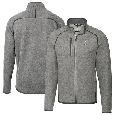 Men's Cutter & Buck Heather Gray Albuquerque Isotopes Mainsail Sweater-Knit Full-Zip Jacket