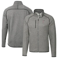 Men's Cutter & Buck Heather Gray Albuquerque Isotopes Mainsail Sweater-Knit Full-Zip Jacket
