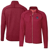 Men's Cutter & Buck Heather Red Binghamton Rumble Ponies Mainsail Sweater-Knit Full-Zip Jacket