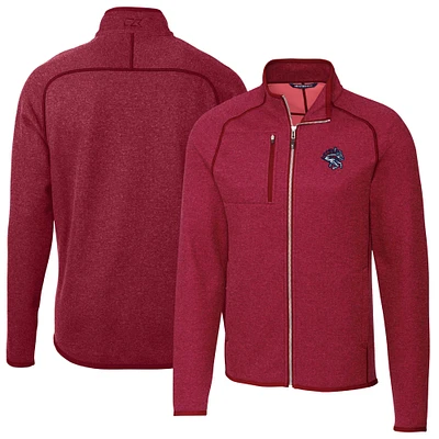 Men's Cutter & Buck Heather Red Binghamton Rumble Ponies Mainsail Sweater-Knit Full-Zip Jacket