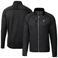 Men's Cutter & Buck Heather Charcoal Albuquerque Isotopes Mainsail Sweater-Knit Full-Zip Jacket