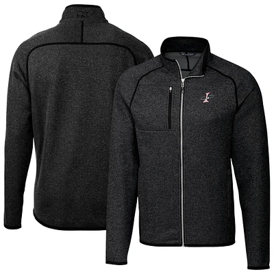 Men's Cutter & Buck Heather Charcoal Albuquerque Isotopes Mainsail Sweater-Knit Full-Zip Jacket