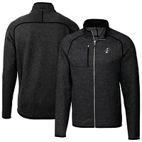 Men's Cutter & Buck Heather Charcoal Albuquerque Isotopes Mainsail Sweater-Knit Full-Zip Jacket
