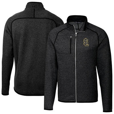 Men's Cutter & Buck Heather Charcoal Salt Lake Bees Mainsail Sweater-Knit Full-Zip Jacket