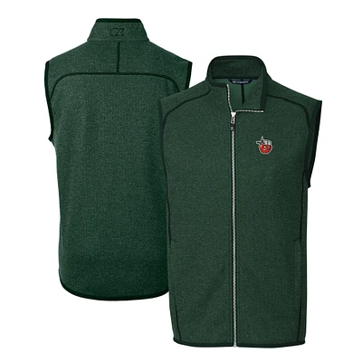 Men's Cutter & Buck Heather Green Fort Wayne TinCaps Mainsail Sweater-Knit Full-Zip Vest