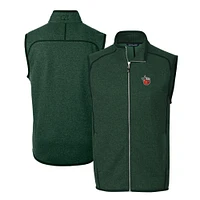 Men's Cutter & Buck Heather Green Fort Wayne TinCaps Mainsail Sweater-Knit Full-Zip Vest