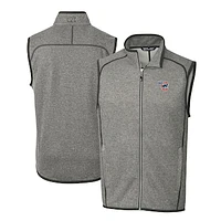 Men's Cutter & Buck Heather Gray Iowa Cubs Mainsail Sweater-Knit Full-Zip Vest