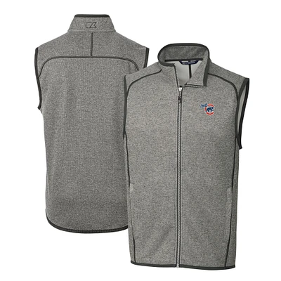 Men's Cutter & Buck Heather Gray Iowa Cubs Mainsail Sweater-Knit Full-Zip Vest