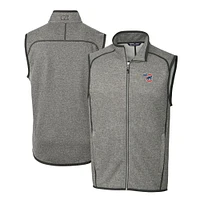 Men's Cutter & Buck Heather Gray Iowa Cubs Mainsail Sweater-Knit Full-Zip Vest