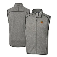 Men's Cutter & Buck Heather Gray Las Vegas Aviators Mainsail Sweater-Knit Full-Zip Vest