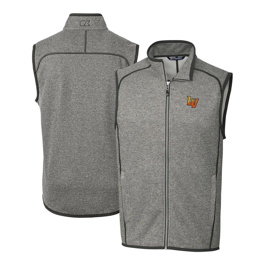 Men's Cutter & Buck Heather Gray Las Vegas Aviators Mainsail Sweater-Knit Full-Zip Vest