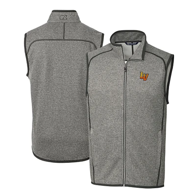 Men's Cutter & Buck Heather Gray Las Vegas Aviators Mainsail Sweater-Knit Full-Zip Vest