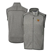Men's Cutter & Buck Heather Gray Las Vegas Aviators Mainsail Sweater-Knit Full-Zip Vest