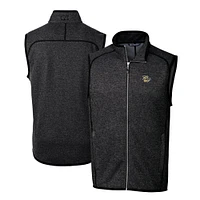 Men's Cutter & Buck Heather Charcoal Lehigh Valley IronPigs Mainsail Sweater-Knit Full-Zip Vest
