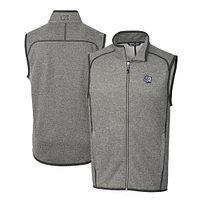 Men's Cutter & Buck Heather Gray San Antonio Missions Mainsail Sweater-Knit Full-Zip Vest