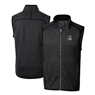 Men's Cutter & Buck Heather Charcoal Springfield Cardinals Mainsail Sweater-Knit Full-Zip Vest