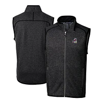 Men's Cutter & Buck Heather Charcoal Springfield Cardinals Mainsail Sweater-Knit Full-Zip Vest