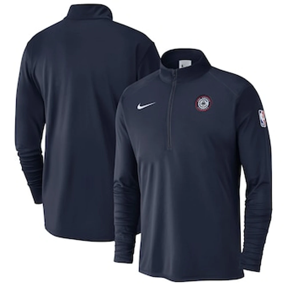 Men's Nike Navy LA Clippers 2024/25 Courtside Performance Half-Zip Top