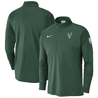 Men's Nike Hunter Green Milwaukee Bucks 2024/25 Courtside Performance Half-Zip Top