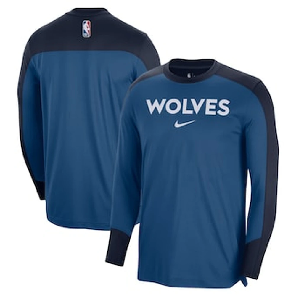 Men's Nike Blue Minnesota Timberwolves 2024/25 Authentic Pre-Game Legend Long Sleeve Shooting Shirt