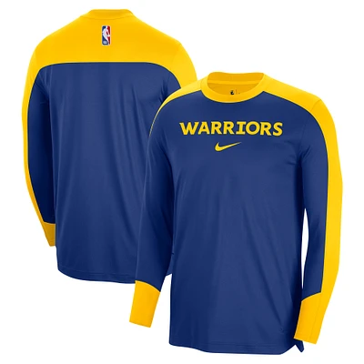 Men's Nike Royal Golden State Warriors 2024/25 Authentic Pre-Game Legend Long Sleeve Shooting Shirt