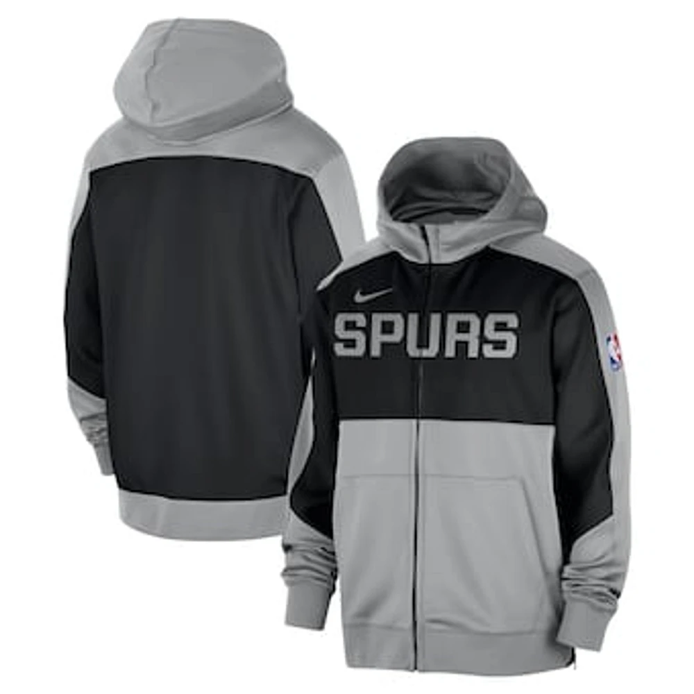 Men's Nike Silver San Antonio Spurs Authentic On-Court Showtime Performance Full-Zip Hoodie