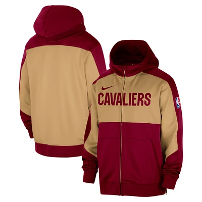 Men's Nike Wine Cleveland Cavaliers Authentic On-Court Showtime Performance Full-Zip Hoodie