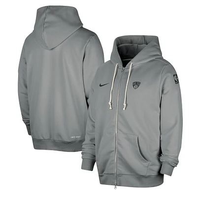 Men's Nike Gray Brooklyn Nets Authentic Standard Issue Full-Zip Hoodie Jacket