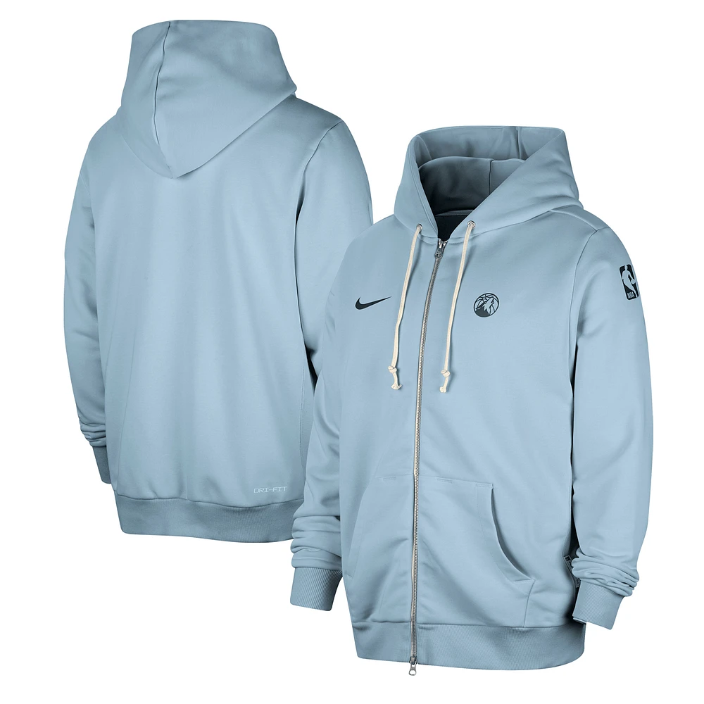 Men's Nike Light Blue Minnesota Timberwolves Authentic Standard Issue Full-Zip Hoodie Jacket