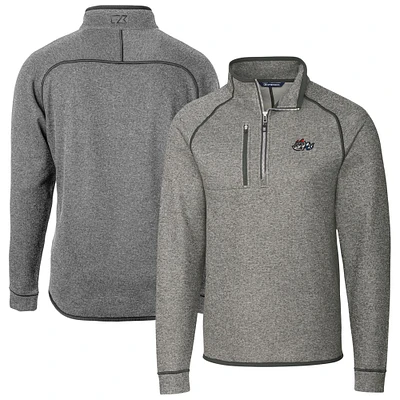 Men's Cutter & Buck Heather Gray Rocket City Trash Pandas Mainsail Sweater-Knit Half-Zip Pullover Jacket