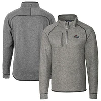 Men's Cutter & Buck Heather Gray Rocket City Trash Pandas Mainsail Sweater-Knit Half-Zip Pullover Jacket