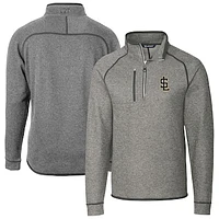 Men's Cutter & Buck Heather Gray Salt Lake Bees Mainsail Sweater-Knit Half-Zip Pullover Jacket