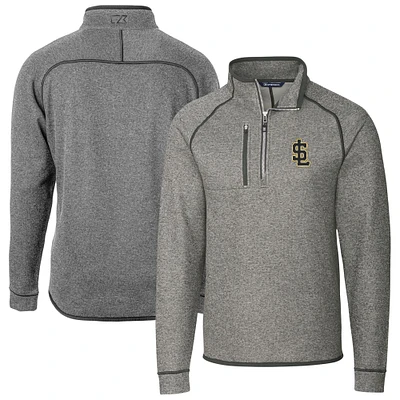 Men's Cutter & Buck Heather Gray Salt Lake Bees Mainsail Sweater-Knit Half-Zip Pullover Jacket
