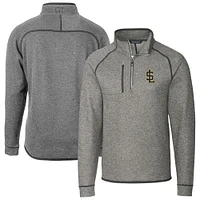 Men's Cutter & Buck Heather Gray Salt Lake Bees Mainsail Sweater-Knit Half-Zip Pullover Jacket