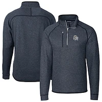 Men's Cutter & Buck Heather Navy San Antonio Missions Mainsail Sweater-Knit Half-Zip Pullover Jacket