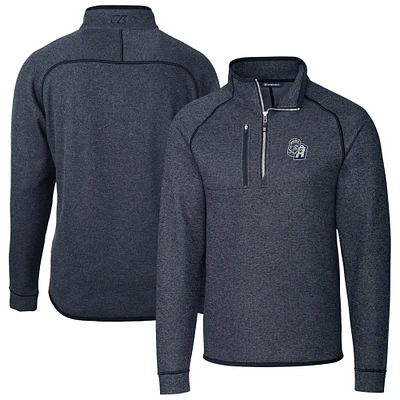 Men's Cutter & Buck Heather Navy San Antonio Missions Mainsail Sweater-Knit Half-Zip Pullover Jacket