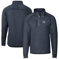 Men's Cutter & Buck Heather Navy San Antonio Missions Mainsail Sweater-Knit Half-Zip Pullover Jacket