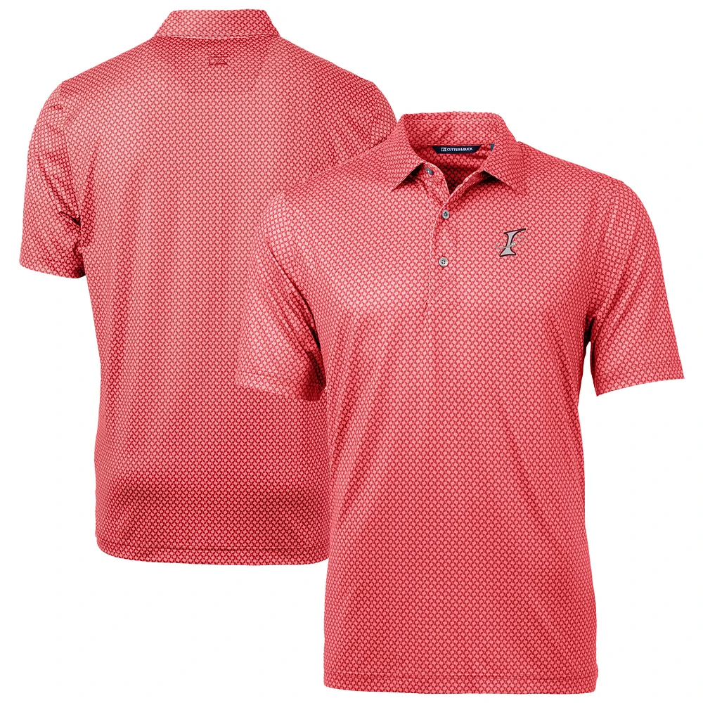 Men's Cutter & Buck Red Albuquerque Isotopes Pike Banner Print Stretch Polo