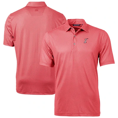 Men's Cutter & Buck Red Albuquerque Isotopes Pike Banner Print Stretch Polo