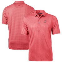 Men's Cutter & Buck Red Albuquerque Isotopes Pike Banner Print Stretch Polo