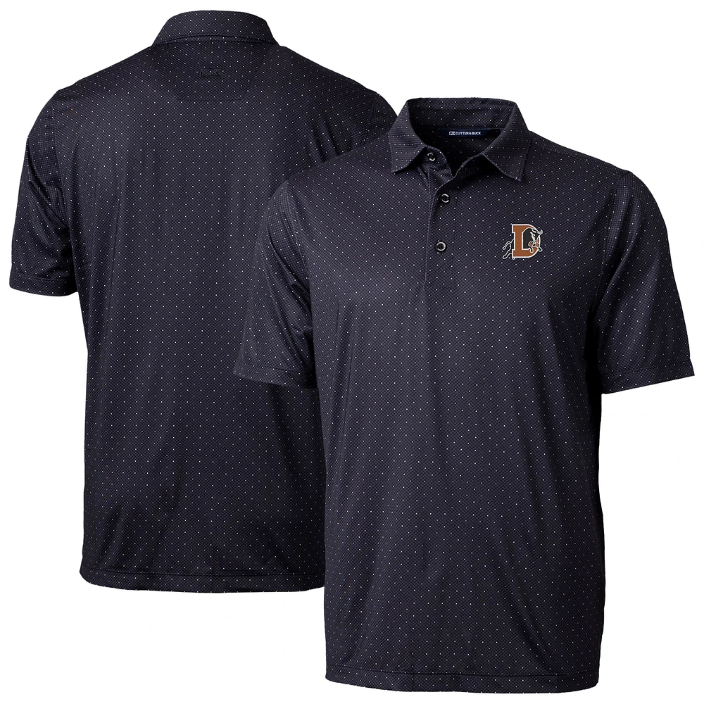 Men's Cutter & Buck Black Durham Bulls Pike Double Dot Print Stretch Polo